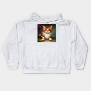 Cute ginger cat digital painting Kids Hoodie